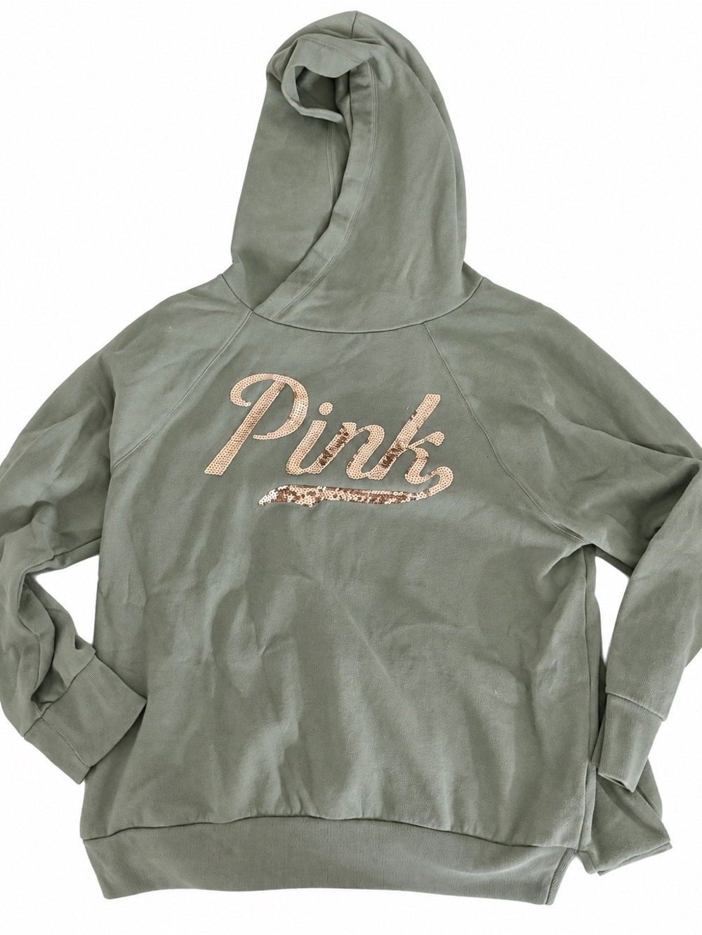 Victoria's Secret PINK Sequin Logo Olive Green Hoodie